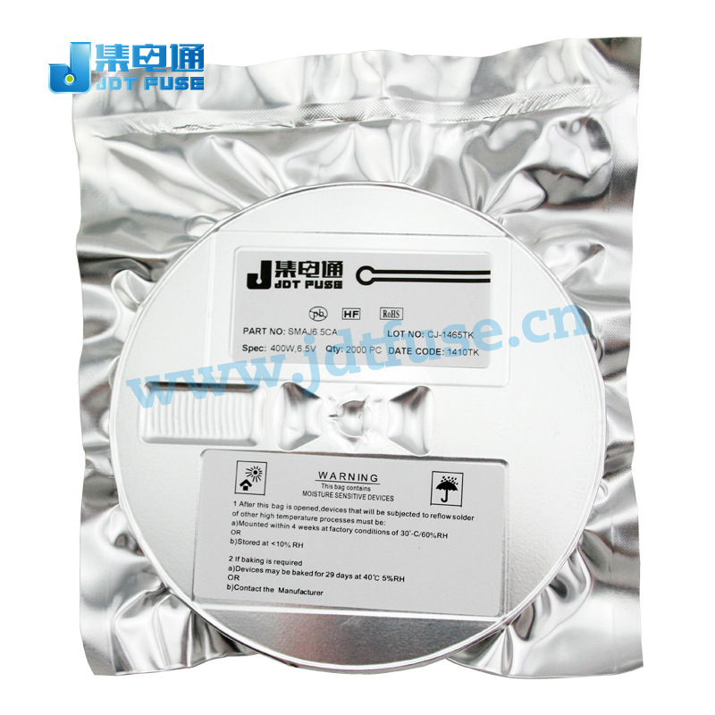 认证SMAJ6.5CA  6.5V瞬态抑制二极管 400W双向TVS管 贴片厂家直销