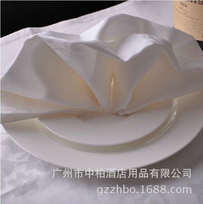 廣州酒店餐廳台布布草生産商 白色高密純棉口布席巾 質量保證