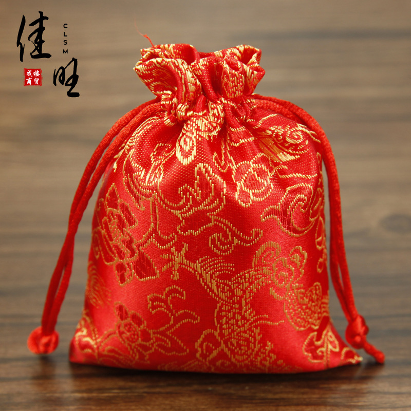 9*12龙纹织锦袋 古典精致布袋 饰品束口袋婚庆用品现货批发