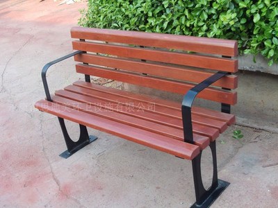 Park Benches Outdoor wood Cast iron foot Leisure chair WPC Double backrest Strip chair square Rest Chair