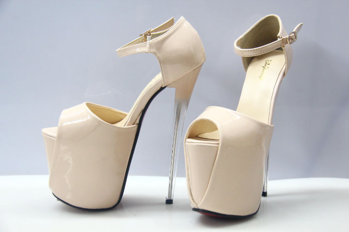 Giày sandal cao gót nữ hở mũi gót siêu cao 19cm phong cách châu Âu — Màu đen chi tiết 5
