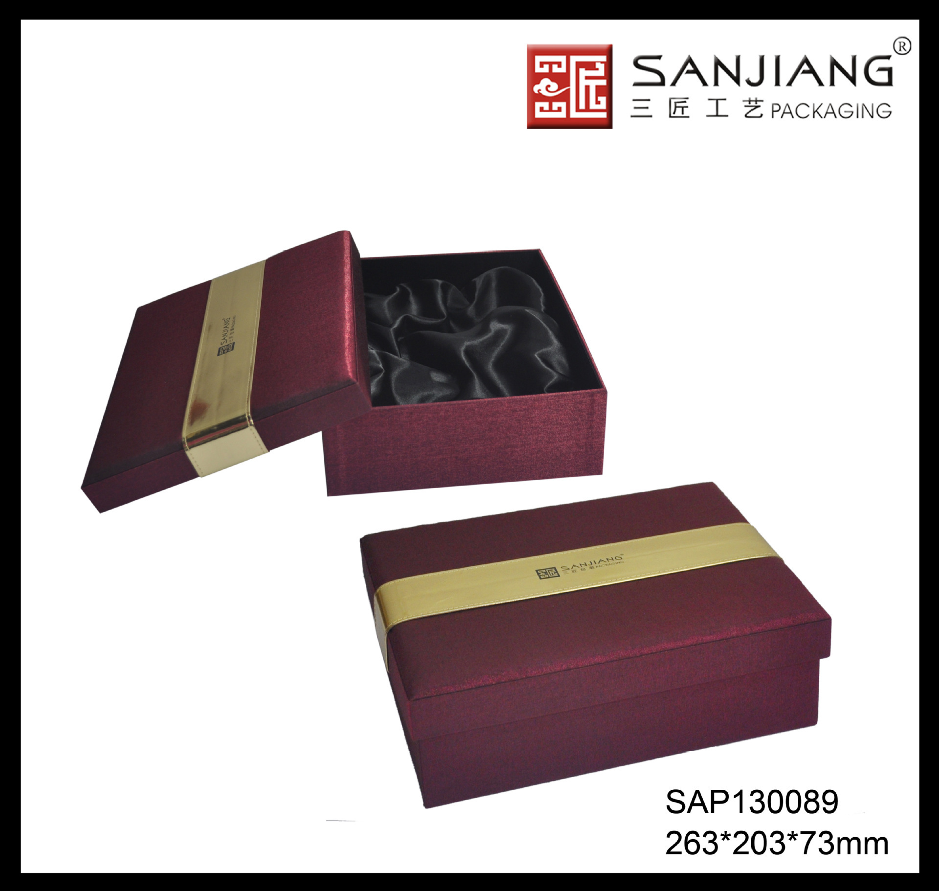 厂家直销 2025年新款酒红闪光丝精油盒  护肤品高度礼盒