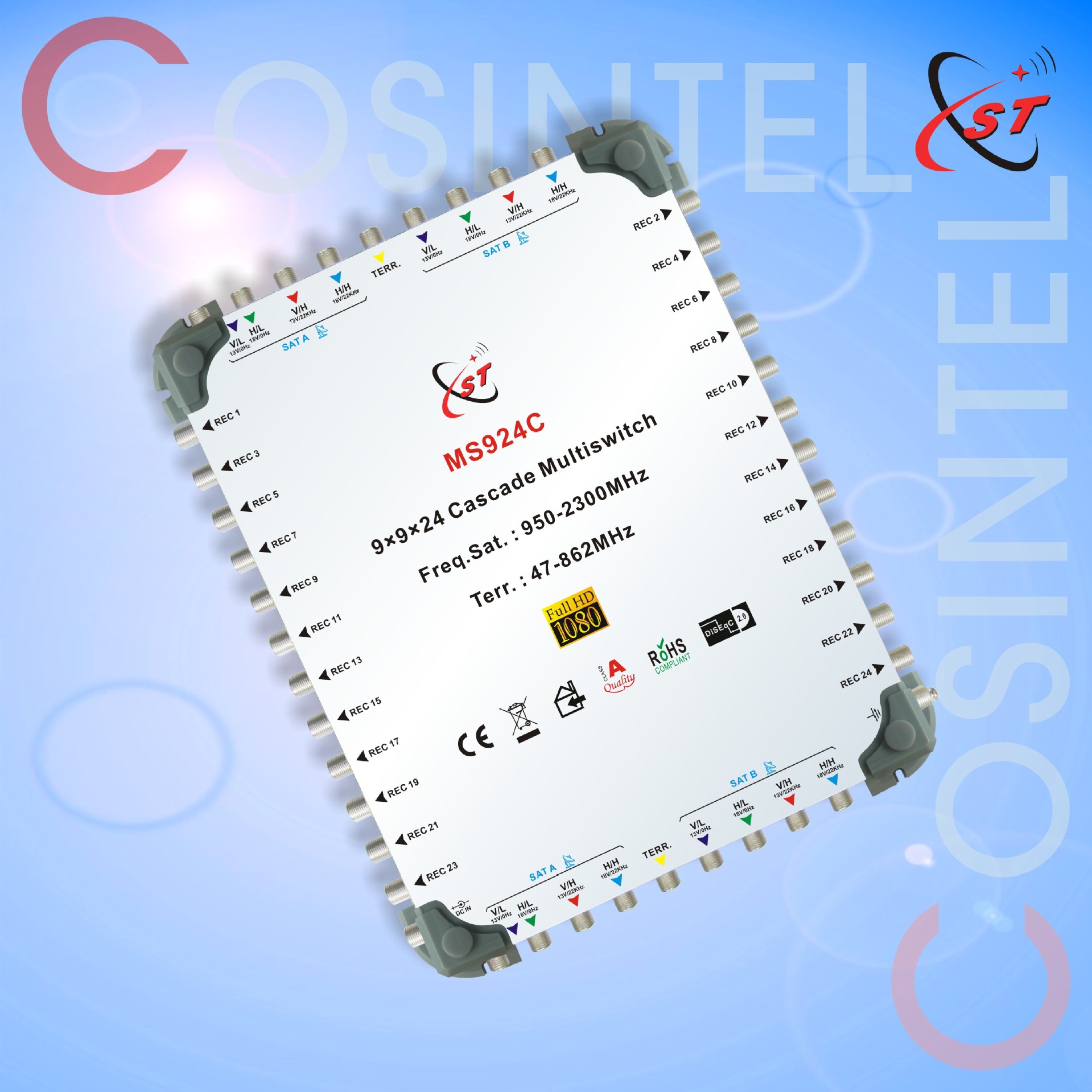 Multi Switch 9in24out多路开关MS924C MS924E卫星开关级联终端