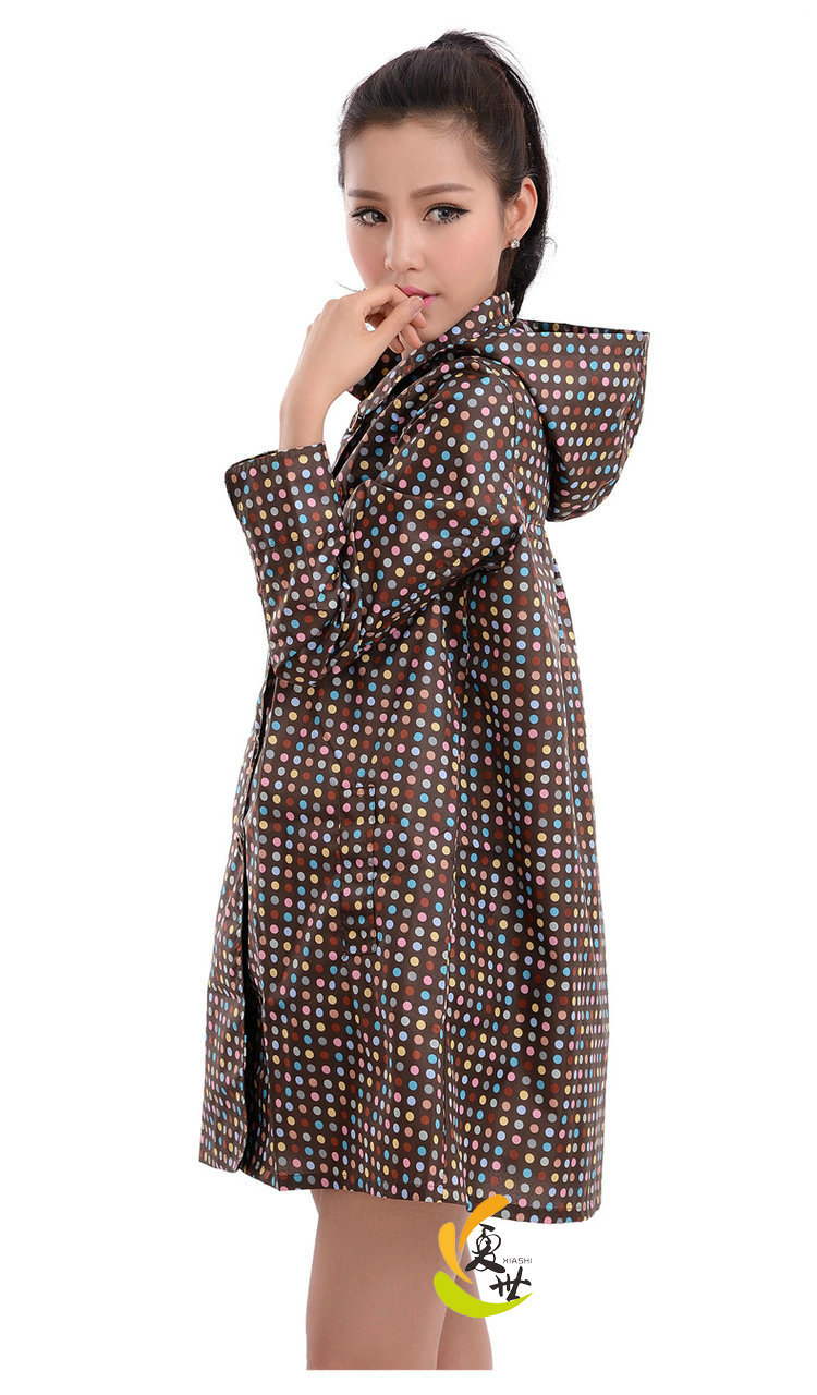 七彩点韩国台湾日本可爱新款女士连体雨披时尚波点薄款成人雨衣