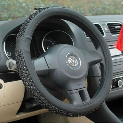 厂家直销精品冰丝白圈环保方向盘套四季通用汽车内饰用品|ru