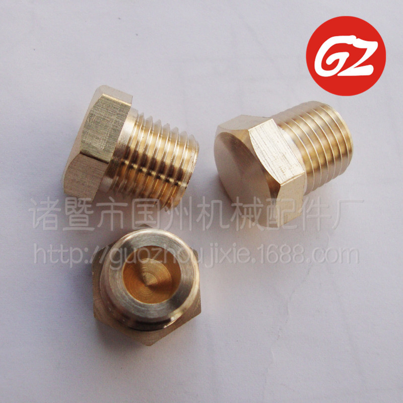 供应 黄铜2分六角外丝美制螺纹堵头 NPT1/8 散热器配件