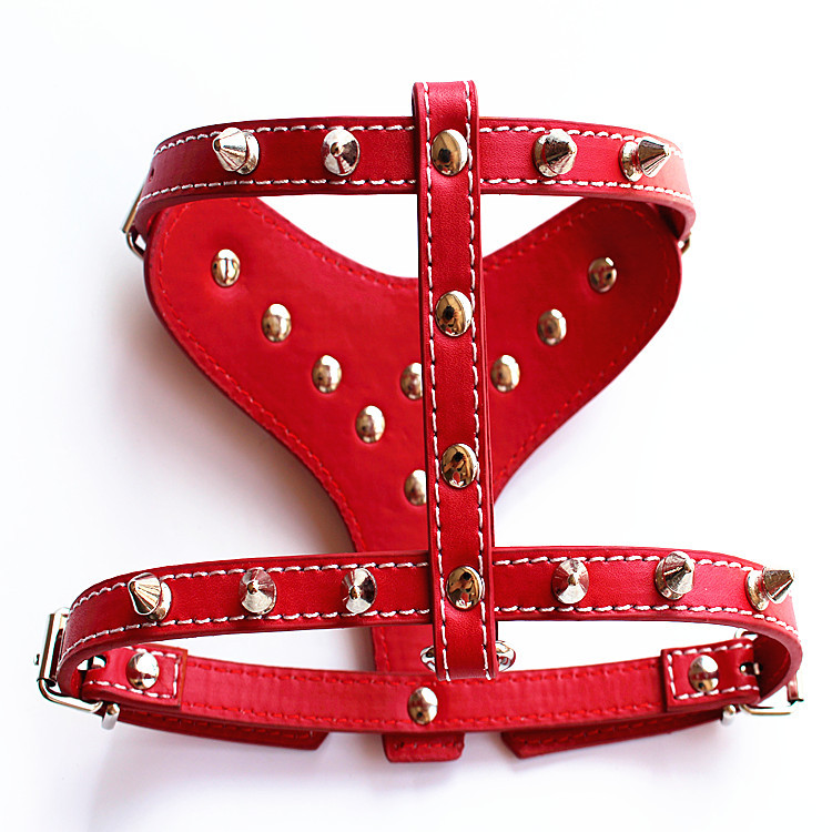 Personalized Anti Bite Dog Harness With Studs And Seat Belt_voghion.com