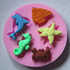 Marine mold, decorations, fondant, tools set, seahorse, starfish, dolphin