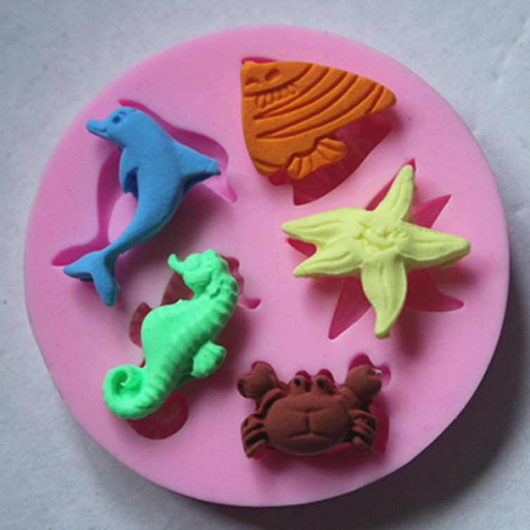 海洋动物鱼海马海星海豚模具 蛋糕装饰 翻糖烘焙工具FM085