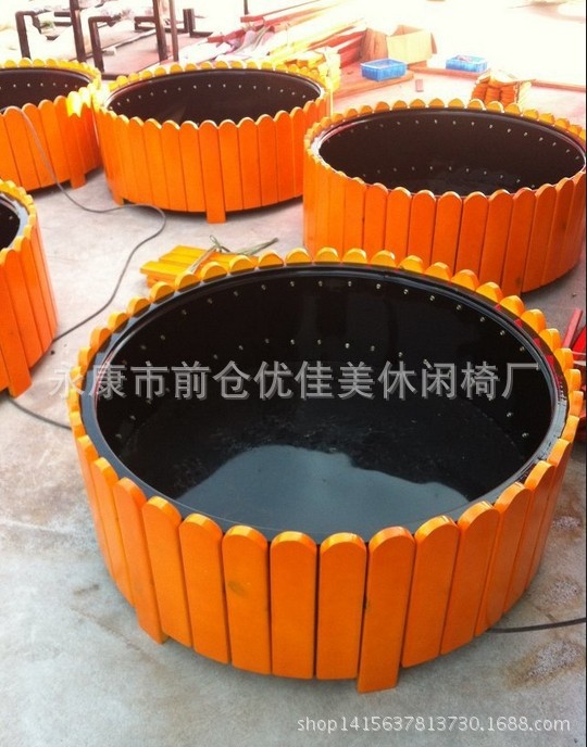 优佳美 户外防腐实木花箱 移动式小区园林市政玻璃钢花箱