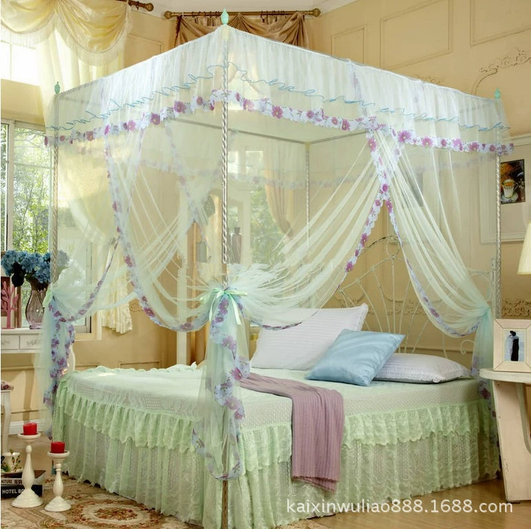 Оптовая продажа Nantong Palace Смелое утолщенное шифрование Трехдверный металлический кронштейн от пола до пола Москитная сетка