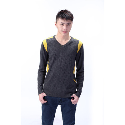 wholesale 2015 new pattern Large Men's coat sweater leisure time fashion Jacquard weave V. Socket jacket Knitted wool