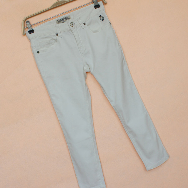 Foreign trade embroidery original white stretch women's Denim pants in low-cost batch can be mixed