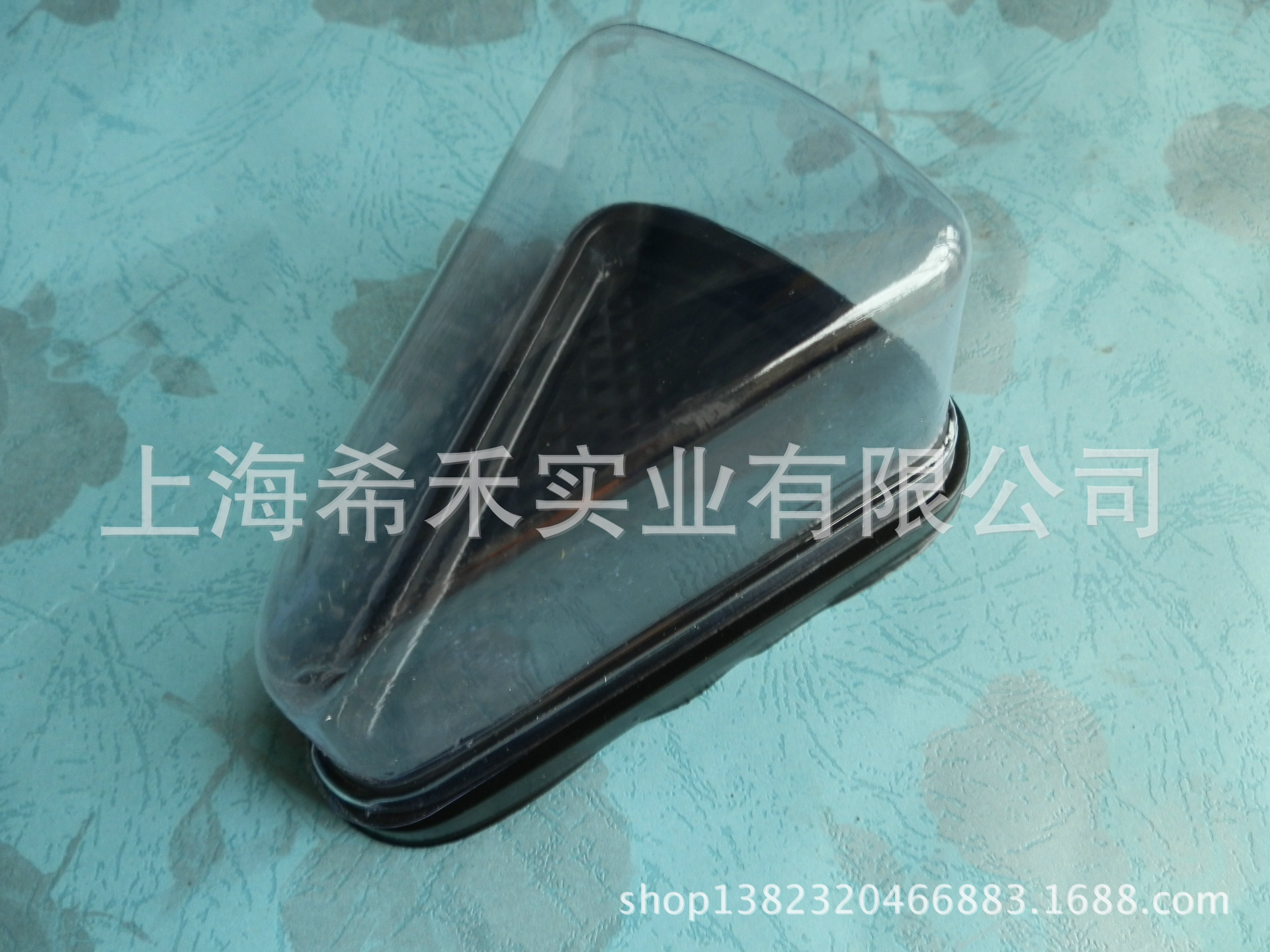 黑底金底三角透明盖小西点盒/面包盒 慕斯盒 塑料蛋糕盒 100只