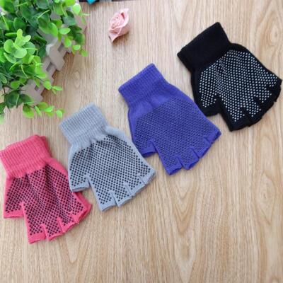 winter Thin section Solid Cotton lady Hemidactyly glove Anti slip exposed finger Yoga Gloves direct deal