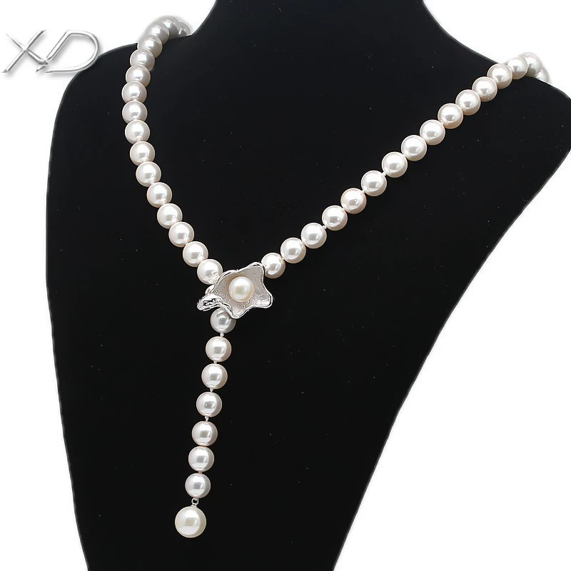 XD Sweater, beads, necklace, accessory for bride, silver 925 sample
