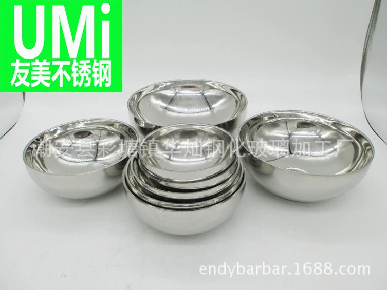 Factory direct sales double -layer welded bright bowl stainless steel bright steel light bowl double -layer insulation bowl