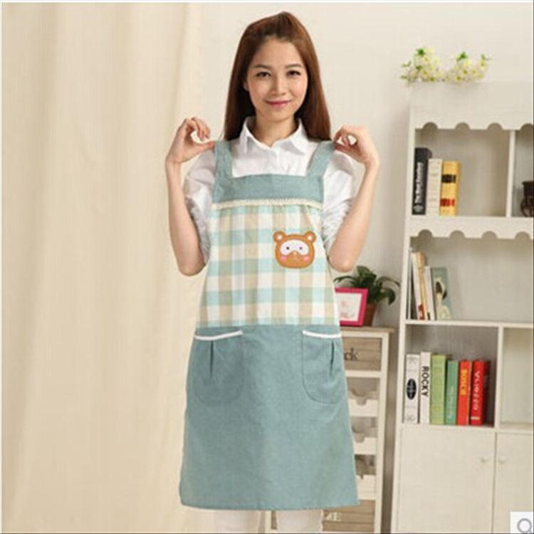 Nuevo estilo coreano Plaid oso moda cocina lindo kindergarten manicura maternal e infantil tienda personal uniforme delantal