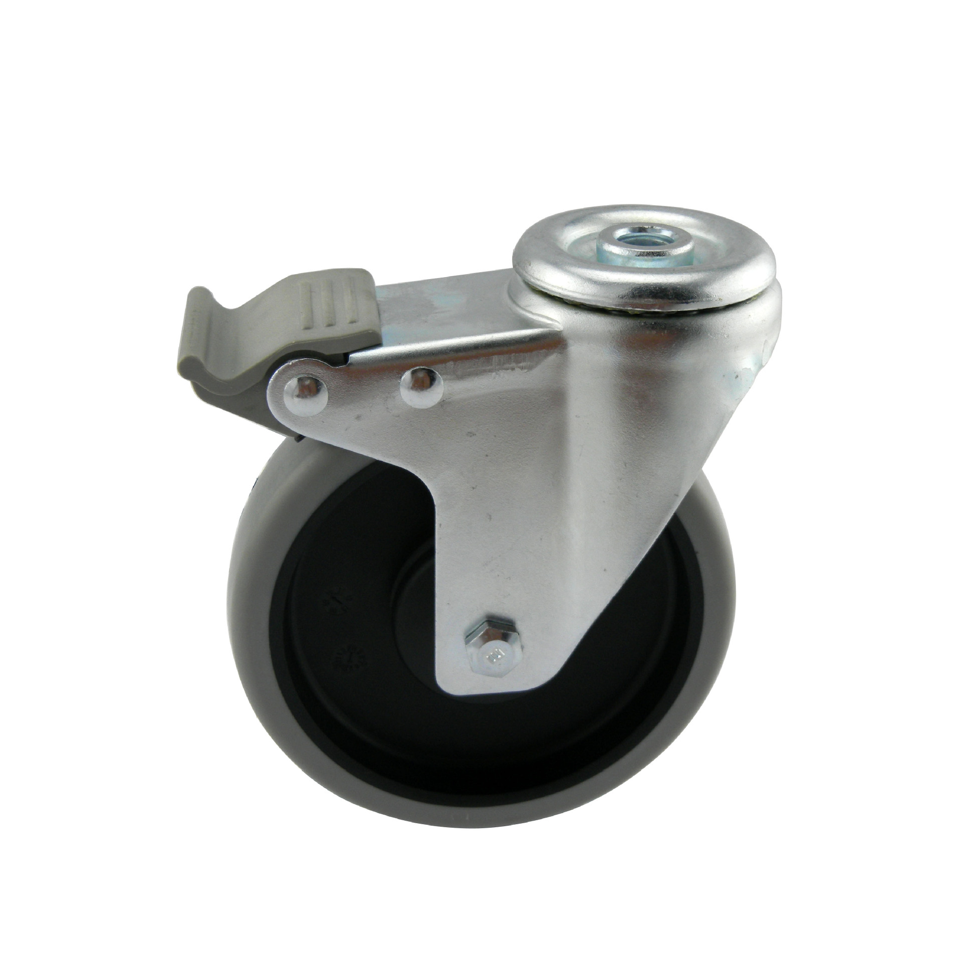 工厂直销，5寸高品质TPR带刹孔顶万向脚轮 超静音，光亮美观