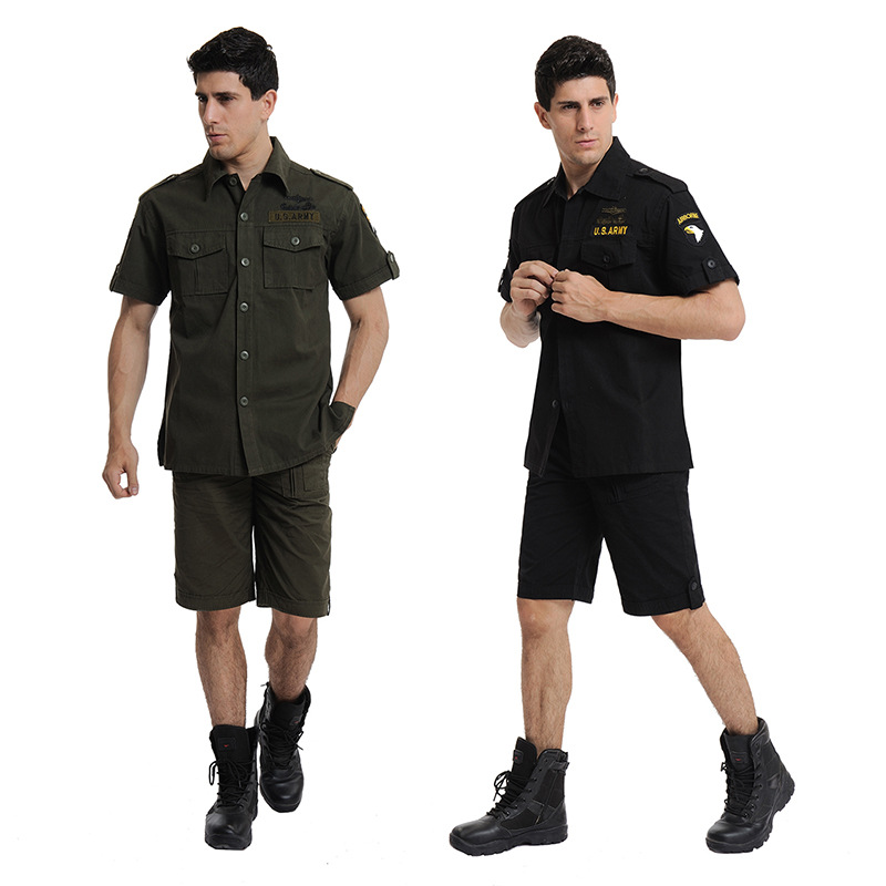 军野行户外休闲迷彩野战服饰军迷101空降师两用衬衣户外夏季套装