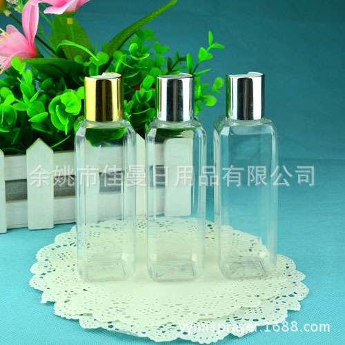 100ml电化铝乳液瓶 方形透明乳液瓶 pet化妆品瓶 塑料乳液瓶