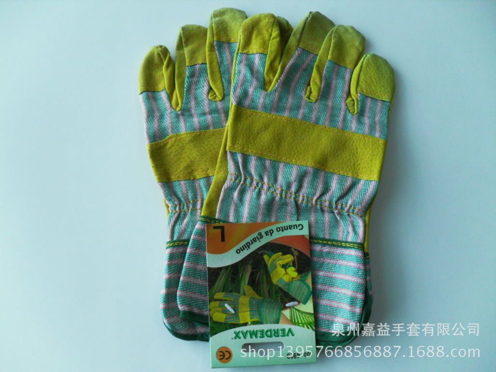 猪二层皮绿灰浆袖手套