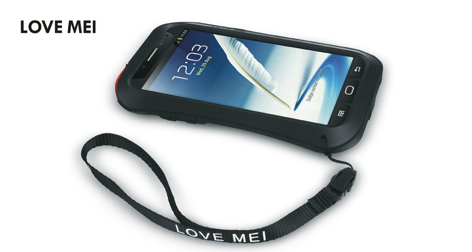LOVE MEI Powerful Small Waist Water Resistant Shockproof Dust/Dirt/Snow Proof Aluminum Metal Outdoor Heavy Duty Case Cover for Samsung Galaxy Note 2