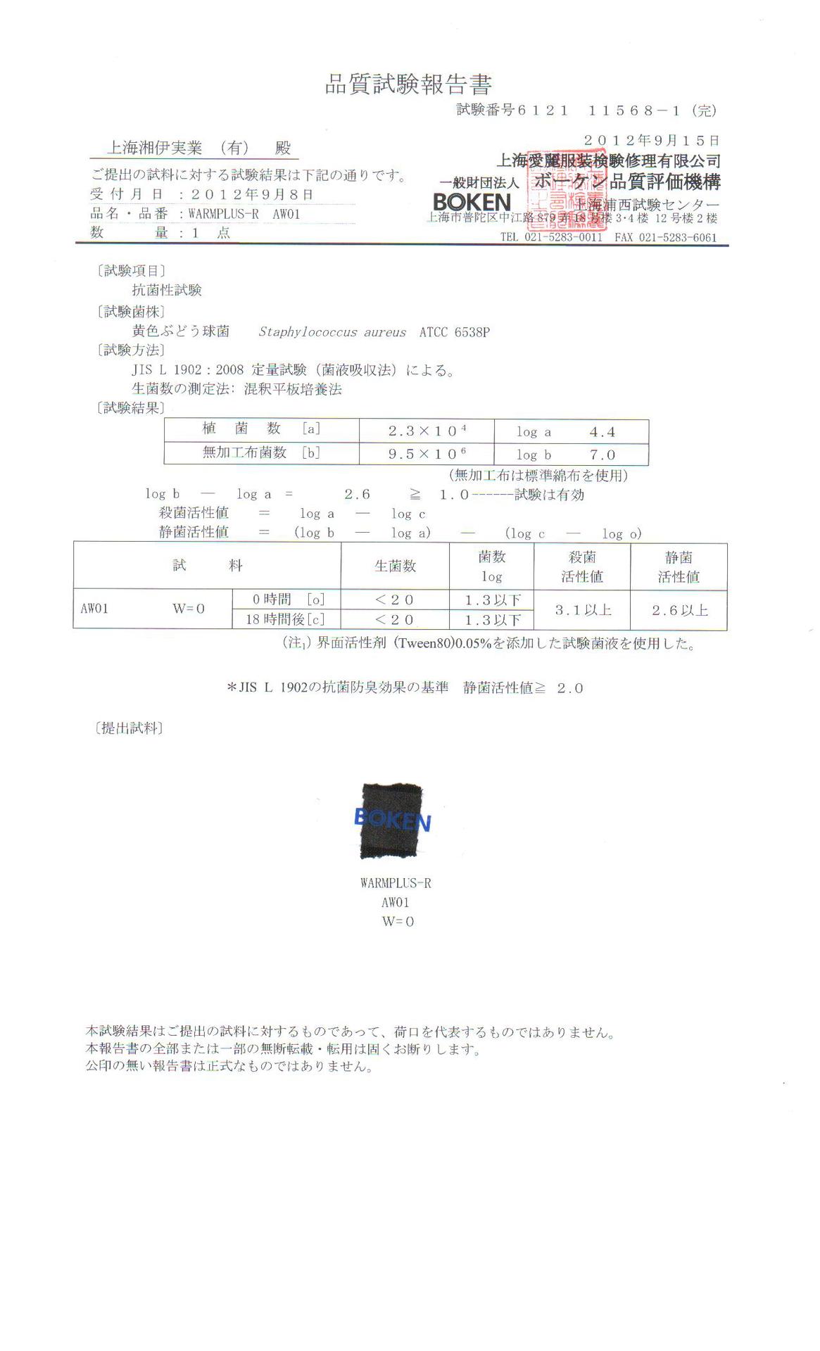 WARMPLUS-R抗菌检测