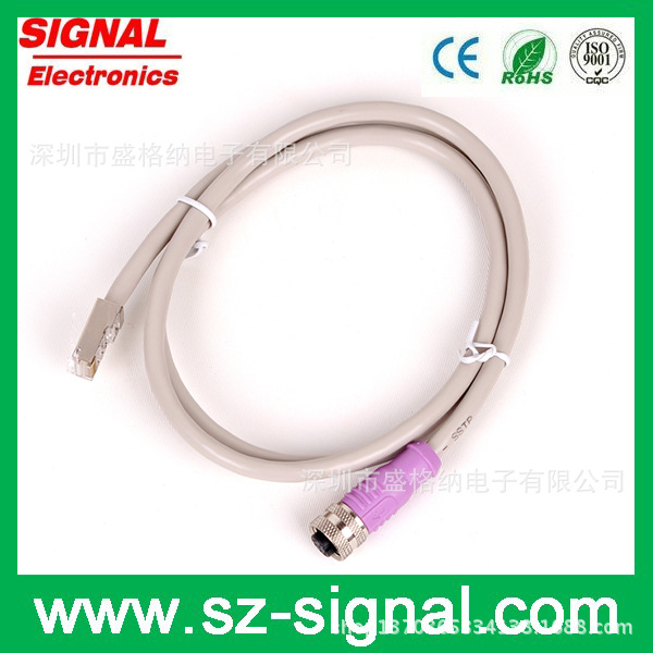 M12 A型 8PIN 公头对RJ45接口成型式 连接器连接线 PVC/PUR