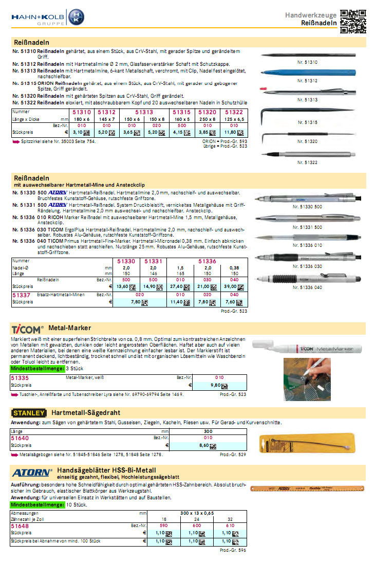 哈恩库博 划针金属标记笔 硬质合金线锯条双金属高速钢锯条