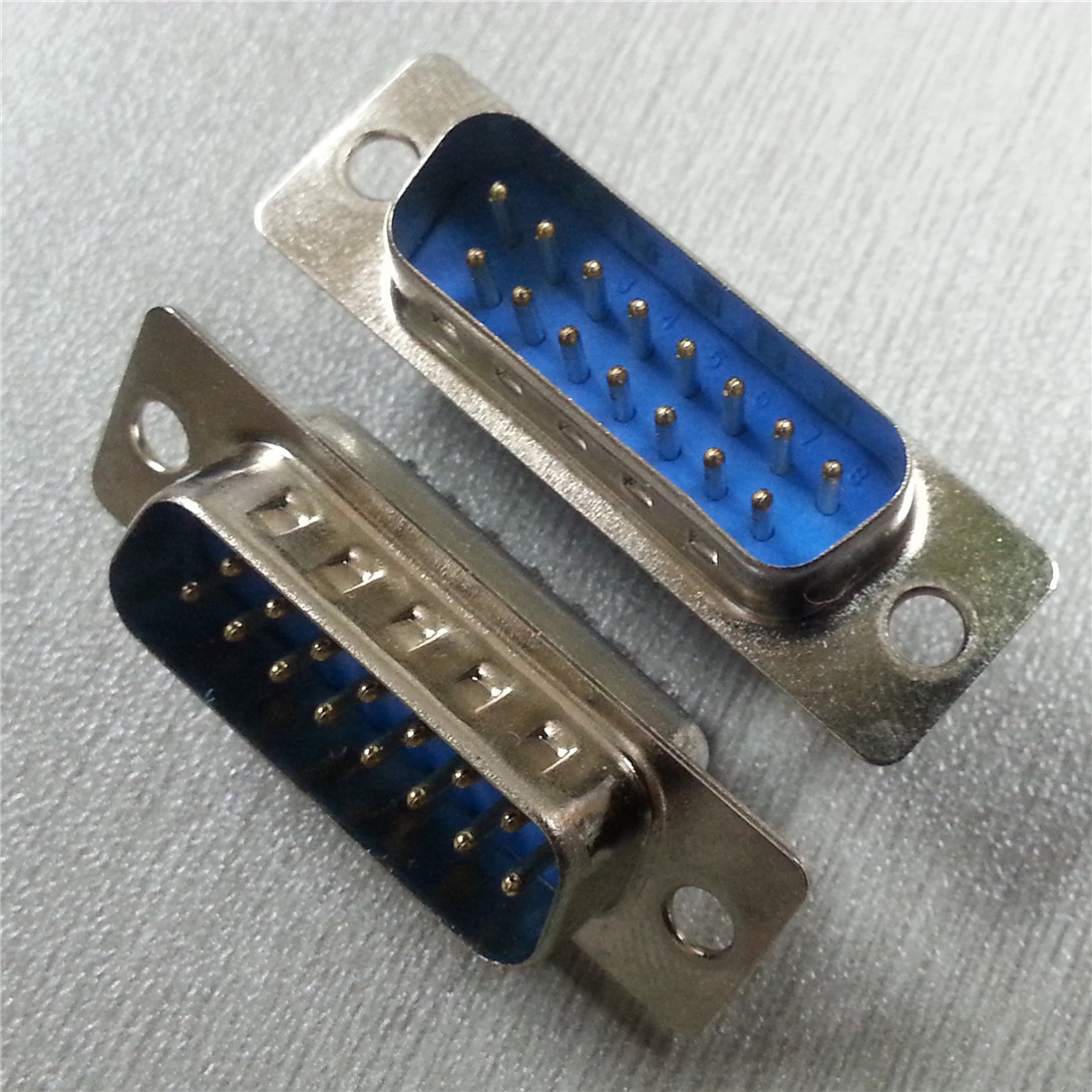 VGA15PIN公头 15针接头 d-sub电脑接口焊线插头DB15PIN公头连接器