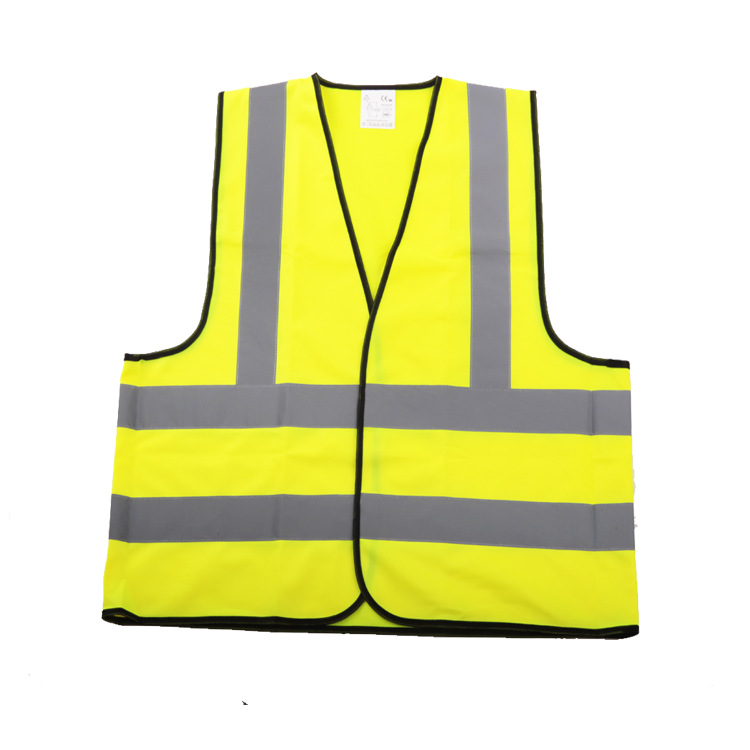 厂家批发荧光黄针织反光衣背心环卫反光马甲欧标CE高亮反光衣