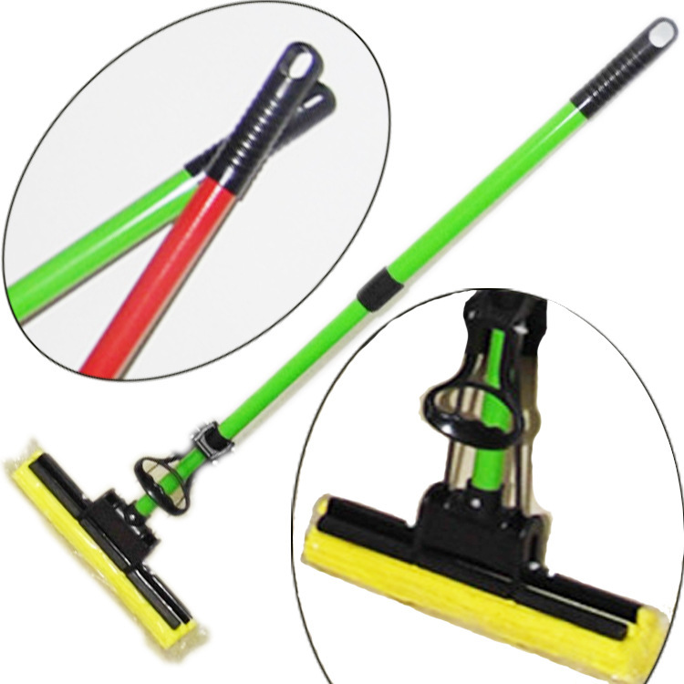 Rubber cotton mop rotating telescopic strong absorbent mop folded four-sided roller squeezing sponge mop wholesale