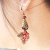 Ceramics, accessory handmade, ethnic blue fresh earrings, ethnic style