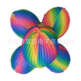 义乌全新彩色印染涤纶印度帽七彩彩虹渐变色西瓜保暖褶皱民族帽子