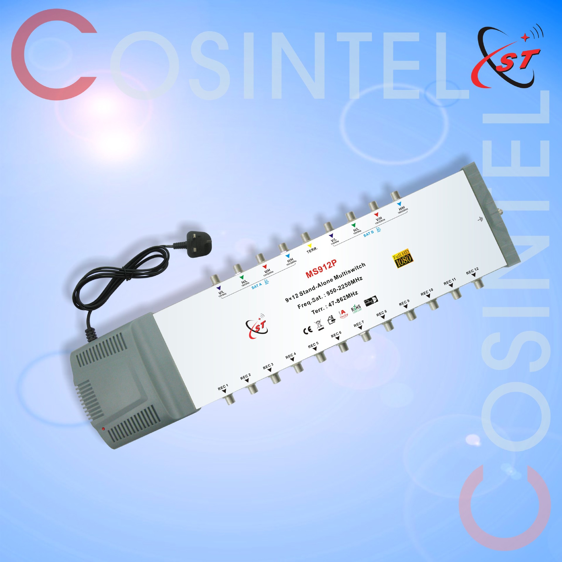 9in12out Multi-switch MS912C MS912E卫星开关多路开关级联终端