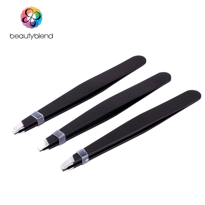 beautyblend贝览得高品质不锈钢眉夹修眉刀斜口眉钳眉毛夹黑塑