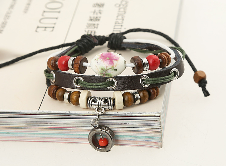 Leather bracelet wholesale handmade jewelry beaded leather bracelet