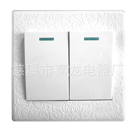 特价厂家直雕花白开关插座 双控二开 家用墙壁支持OEM加工生产|ms