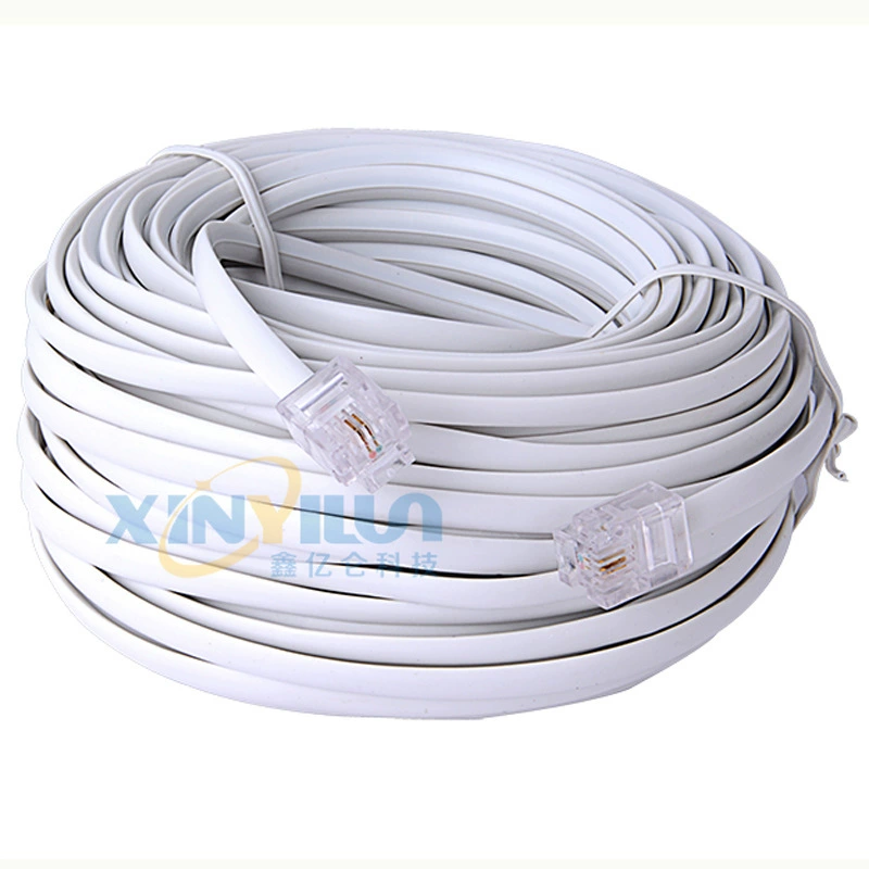 Белая телефонная линия RJ11 6P2C телефонный Удлинительный кабель готовый 2-жильная телефонная линия 20 м телефонный кабель