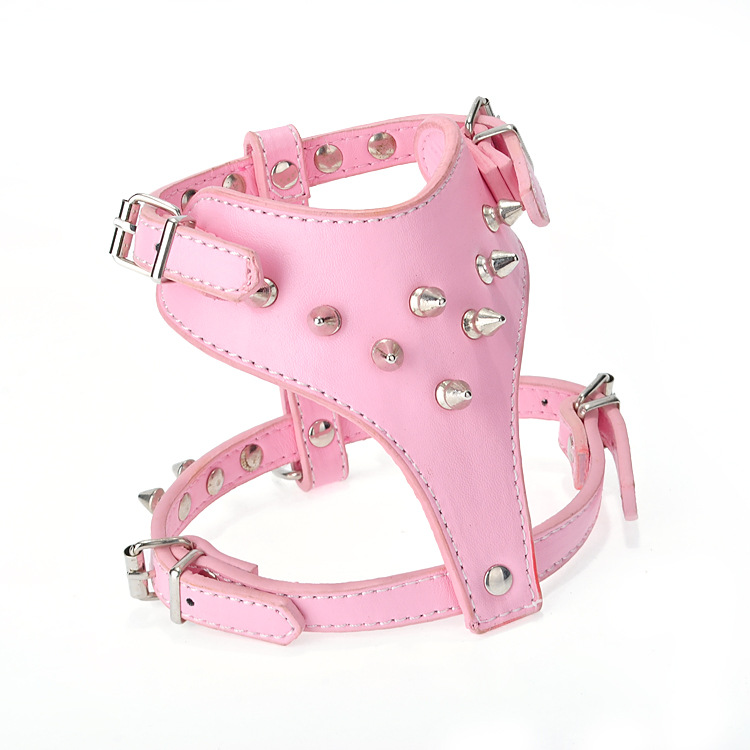 Personalized Anti Bite Dog Harness With Studs And Seat Belt_voghion.com