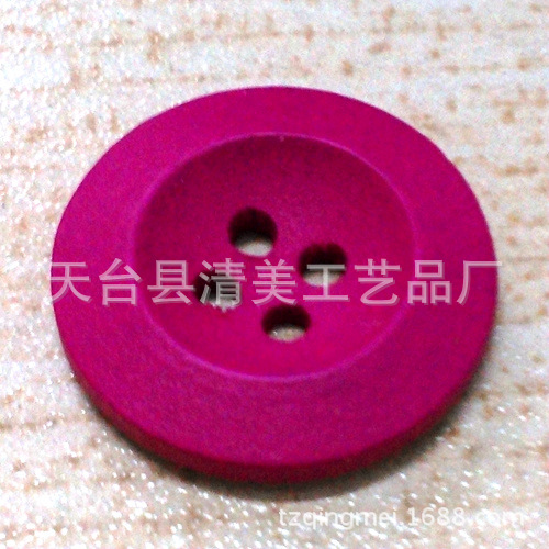 Punto hebilla de madera de color 25mm botón de borde ancho de color cuatro ojos jardín de infantes creativo bricolaje 50 por paquete