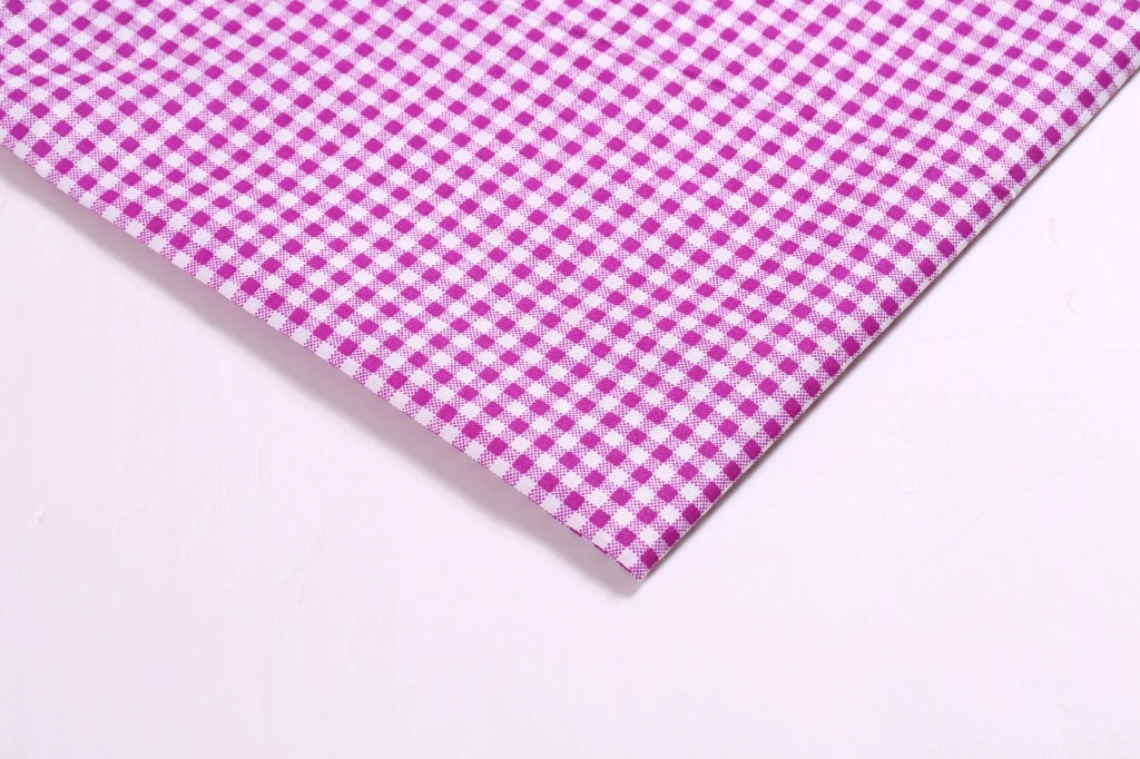 Gingham polyester fabric, small check, flat-grain, multipurpose for clothing & crafts