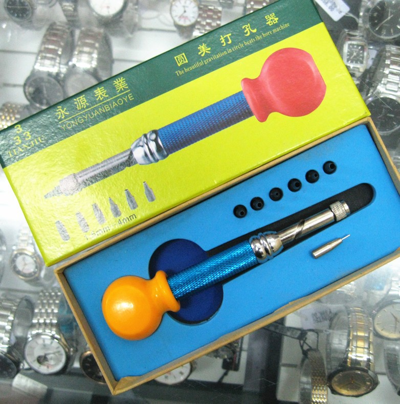 修表工具 好用的 圆美引力打孔器 表带打孔器 皮带打孔（绿版)