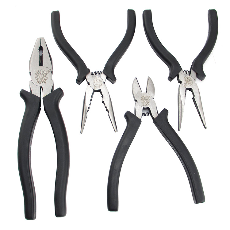 百威狮广式高碳钢黑柄钢丝钳 尖嘴钳 斜咀口 钓鱼钳 弯咀钳子工具