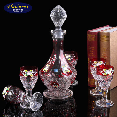 wholesale Flavinmci Flavin Heights Lead-free crystal Glass Wine suit Enamel European style manual Wine