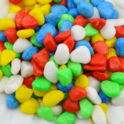 1公斤天然抛光彩石子彩色石头五彩多色混色园艺鱼缸地台婚礼装饰|ms