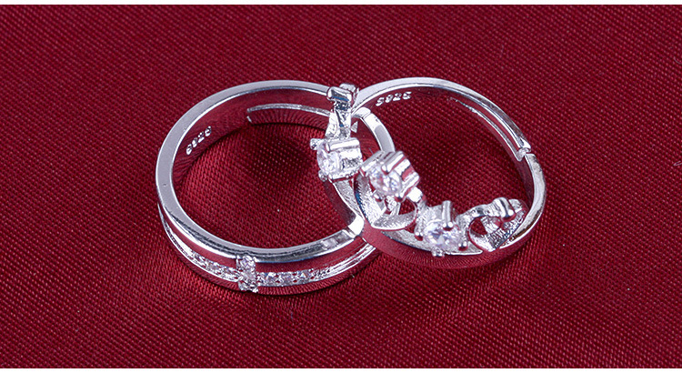 new fashion female crown couple copper silver plated ring wholesale