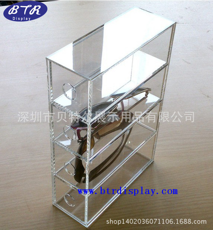 Acrylic glasses display stand 3-layer glasses display box sunglasses transparent dustproof box customized by Shenzhen manufacturers