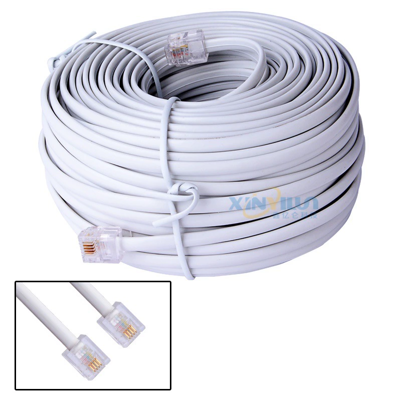4-ядерная телефонная линия RJ11 6P4C телефонная линия Американский разъем готовой линии 30 м 100 футов